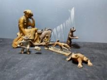 7 collectible cast metal figures