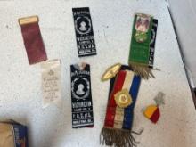 eight antique ribbons and medals patriotic sons of America, etc.