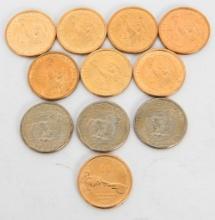 11 One dollar Coins Various