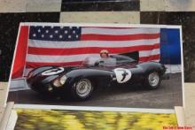 Lot of 3:  Jaguar D-Type Roadster Winston Drag Racing photographs, MG TC Advertisement Poster