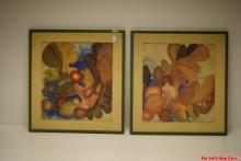 Lot Of 2 Vintage Framed Abstract Oil Paintings