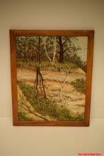 S. Karr ' 69 oil painting forest scene 27in by 33in