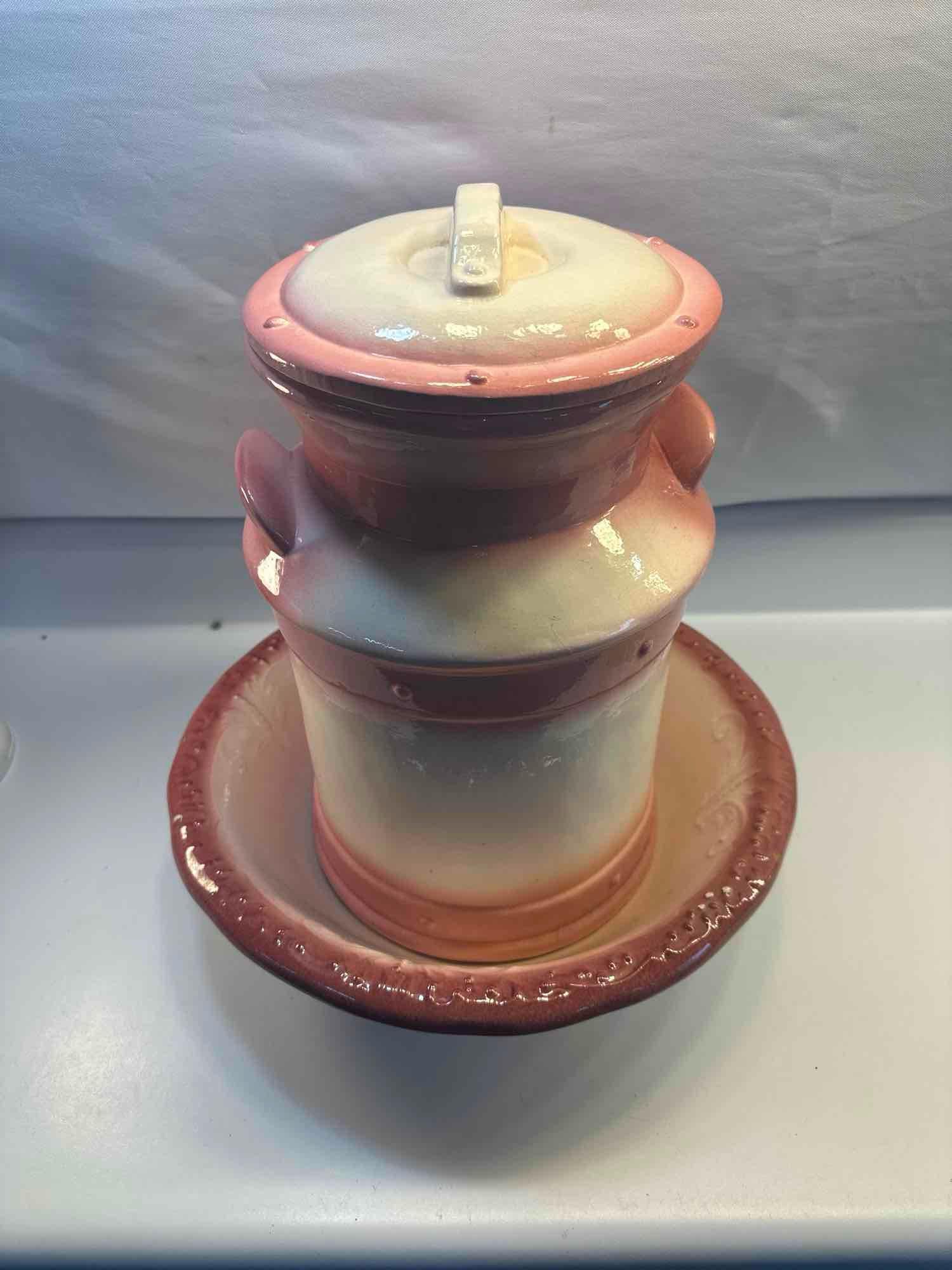 Vintage Decor Ceramic Bowl And Milk Jar With Lid