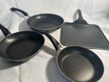 3 Frying Pans/ 1 TFal Square Frying Pan