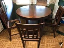 Solid Oak Table with Leaf and 3 chairs
