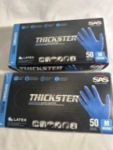 New 2 Boxes SAS Thickster Size Medium Latex Gloves
