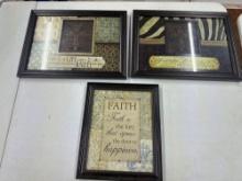 3 Faith Decorative Wall Hangings In Frame