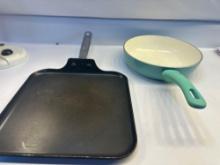 Professional Gourmet 11 x11 Inch Griddle/ Greenlife 10 Inch Frying Pan