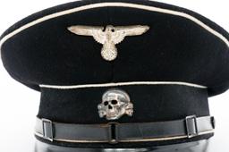 WWII GERMAN ALLGEMEINE SS EM / NCO VISOR CAP