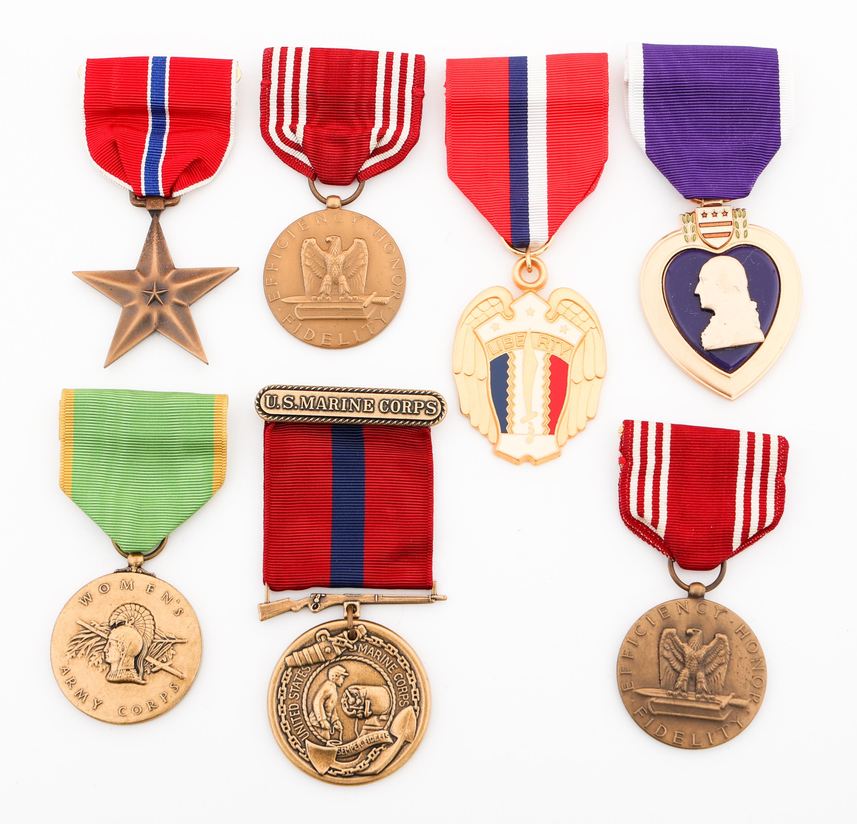 WWII US & UK ARMED FORCES OVERSEAS CAPS & MEDALS