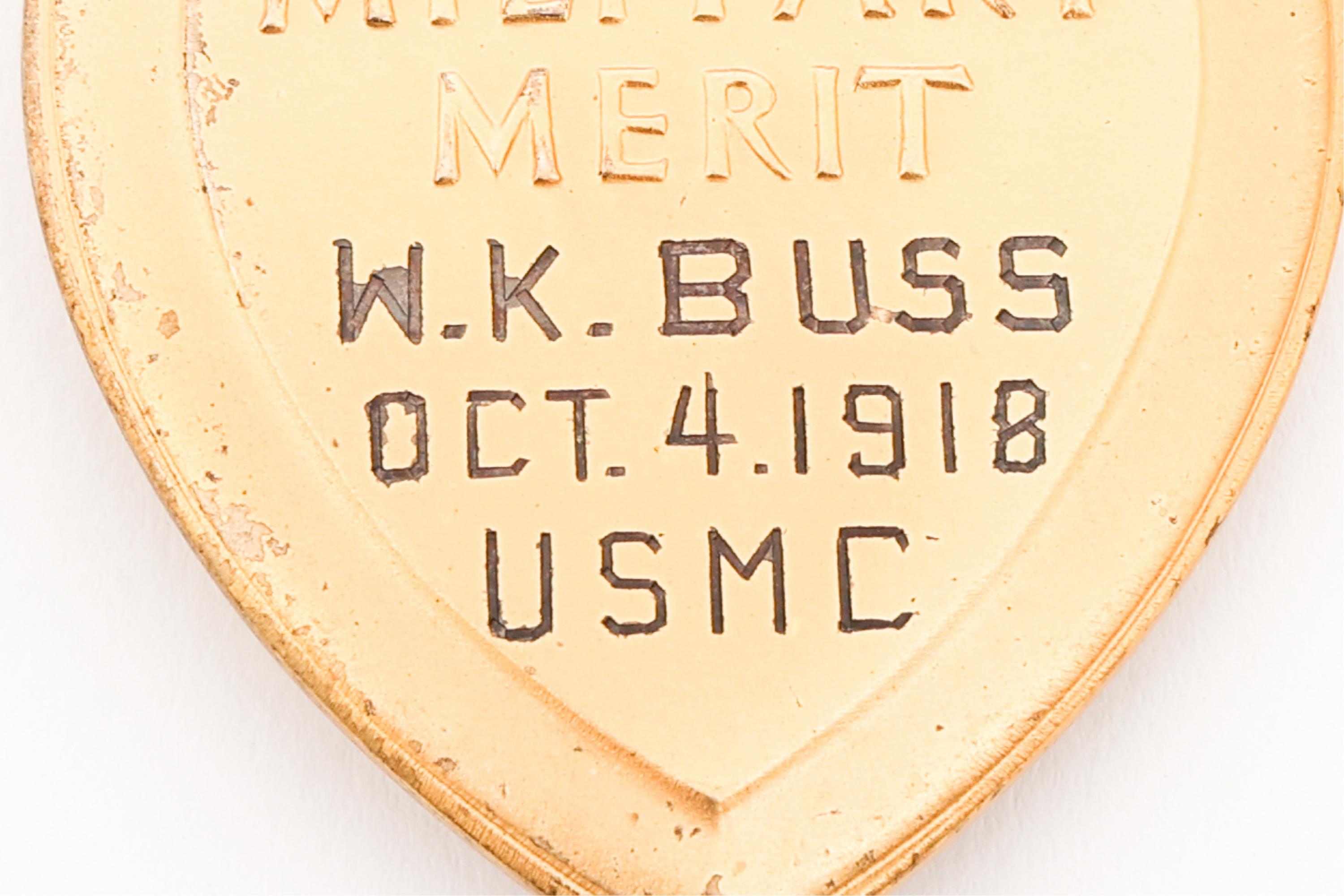 WWI USMC NAMED PURPLE HEART MEDAL