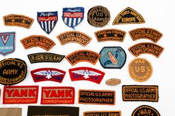 WWII US PHOTOGRAPHER & CORRESPONDENT PATCHES