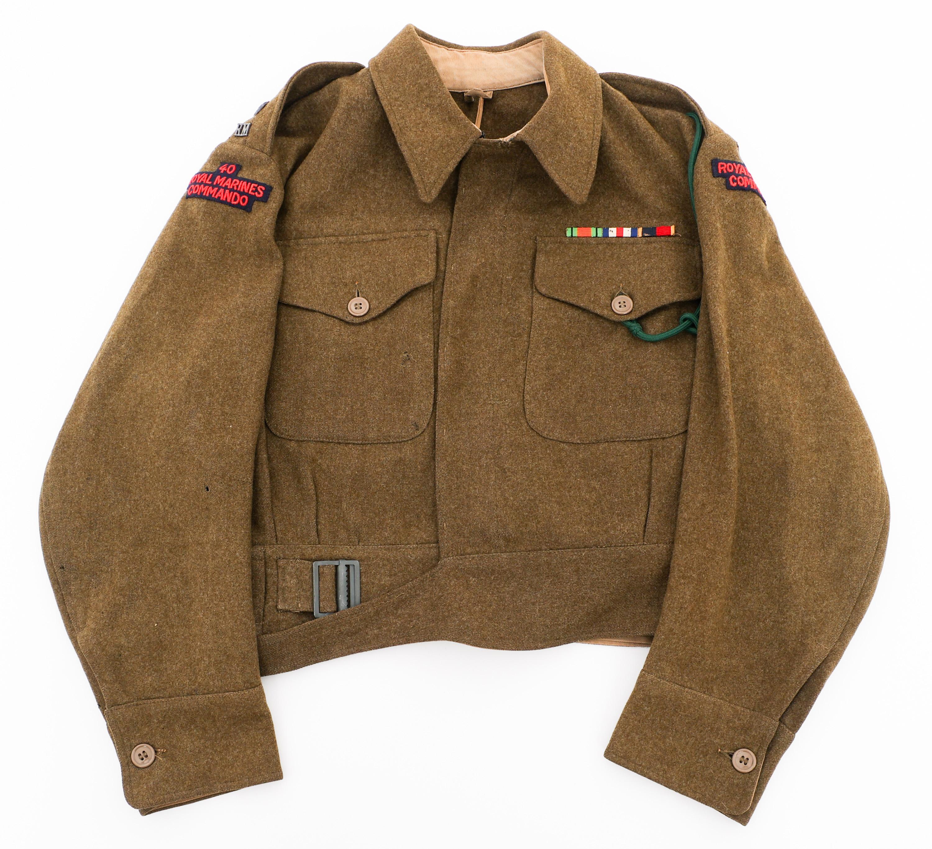 WWII BRITISH RM 40 COMMANDO OFFICER BLOUSE & BERET