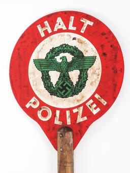 WWII GERMAN POLICE STOP SIGN PADDLE