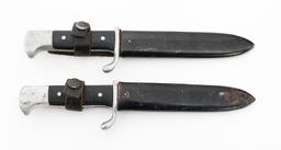 WWII GERMAN JUNGVOLK KNIVES WITH SCABBARDS