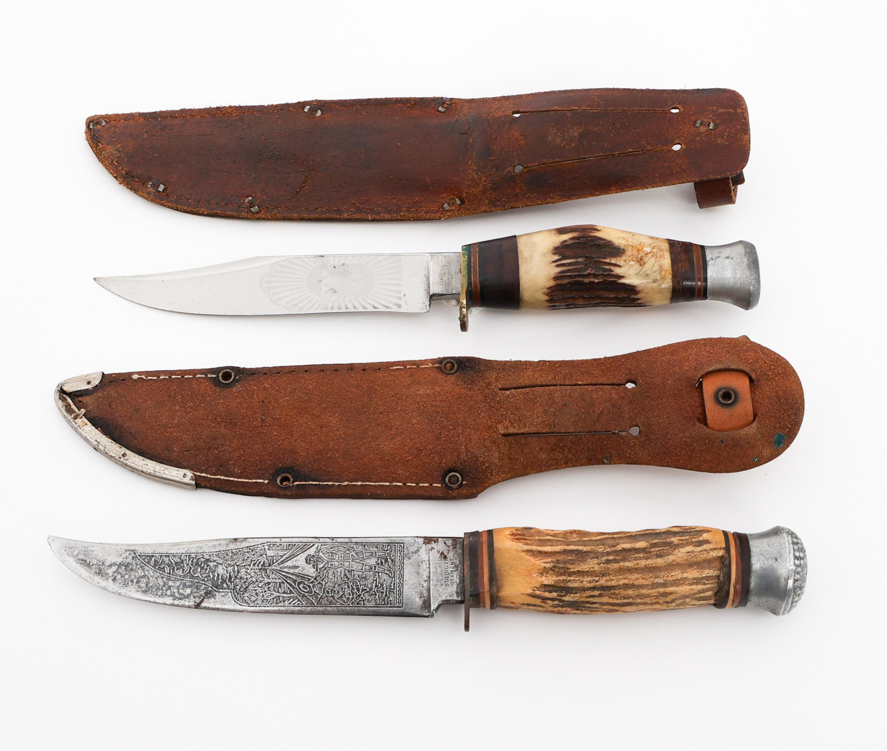 GERMAN FIXED BLADE ETCHED HUNTING KNIVES