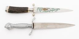 GERMAN STAG HORN & CAST HUNTING DAGGERS