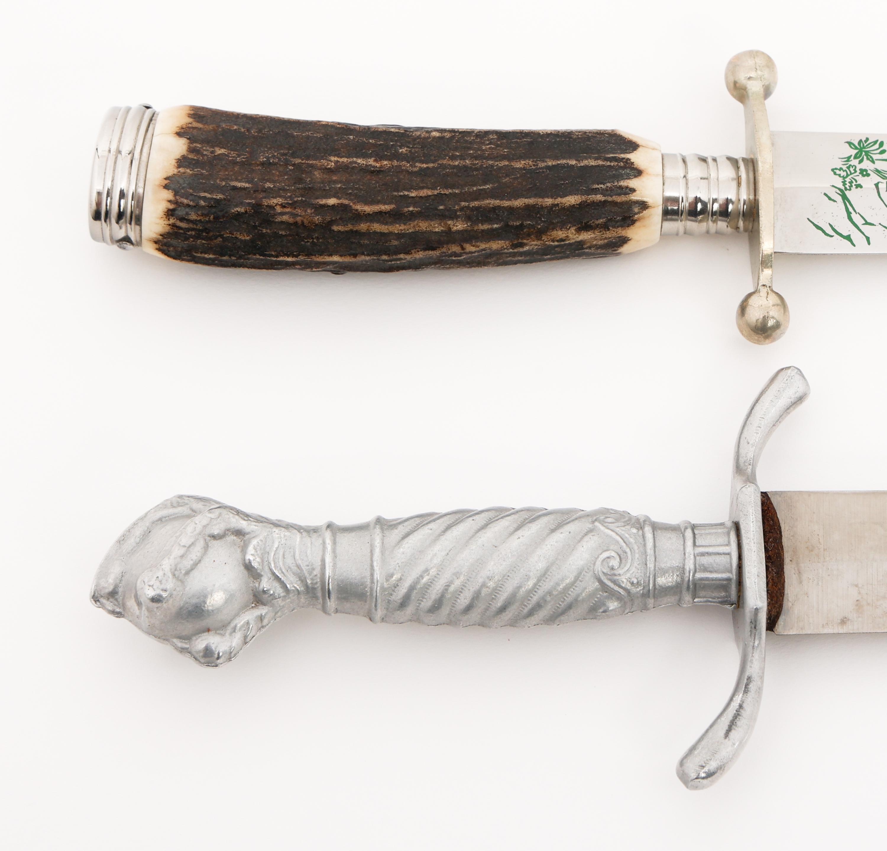 GERMAN STAG HORN & CAST HUNTING DAGGERS