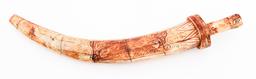 ASIAN HAND CARVED BONE KNIFE & SCABBARD