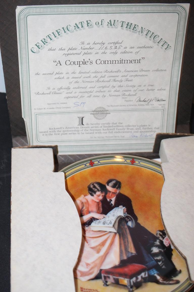 Collector Plates, 4 With COA's, Valentines Day, Couples Commitment, The Professor