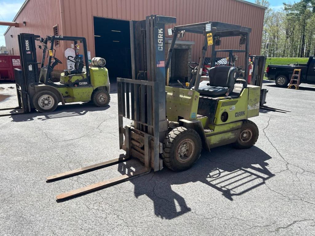Clark 6,000 LB. Forklift, 2-Stage Mast, 42" Forks, LP Gas, Pneumatic Tires (Needs Repairs)