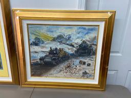 Group Lot of Framed Art, Prints, Sports, Boy Scouts, WWII Military