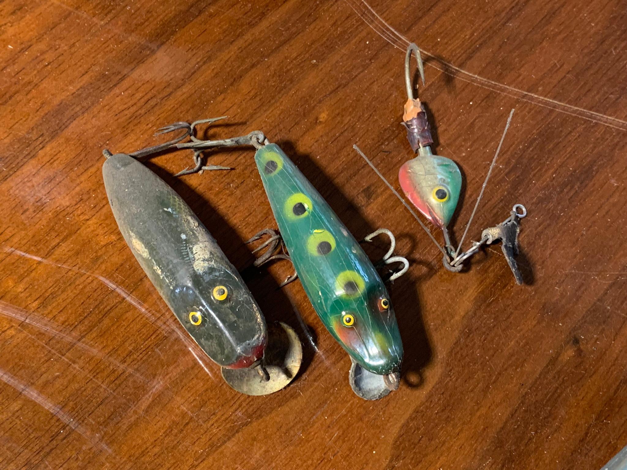 Group of Fishing Lures, Tackle Boxes, Deer Antlers & Coleman Lantern