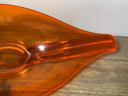 Viking Glass Persimmon Orange Hand Blown Art Glass Bowl Centerpiece Dish