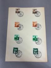 Nazi German _ Occupied Poland Stamp Sheet with Lemberg District Cancellations