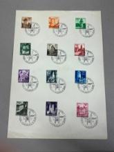 WWII Nazi German - Occupied Poland stamp sheet with Krakow cancellations