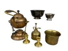 Vintage Copper and Brass Items, Coffee Pot, Candle Sticks and more