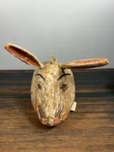 Unusual Carved Tribal Rabbit Mask Mexican