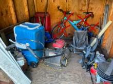 Barn Contents Including Honda Mower, Cooler, Wheelbarrow