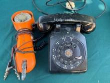 Vintage Lineman's Tester and Black Rotary Telephones
