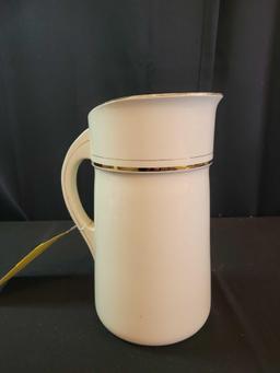 Villeroy and Boch Mettlach Large Wash Pitcher Art Deco Beige Gold Germany