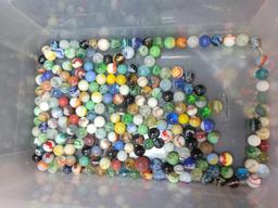 Group of antique marbles, shooters, clays, cat eyes, akro agate