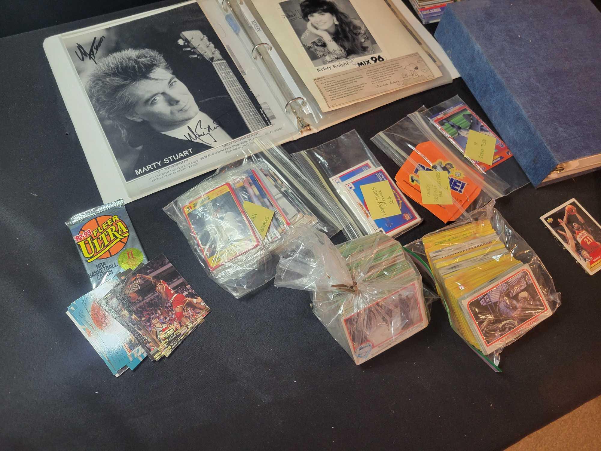 Albums of sports and non sports trading cards, signed photos, staw wars and Superman