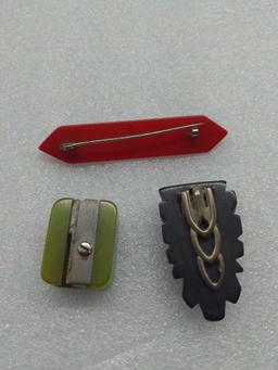 Vintage Bakelite Lot Jewelry Pin and Clip