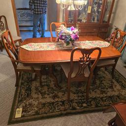 Dining Table & China Cabinet Set W/ (6) Chairs & Leaves
