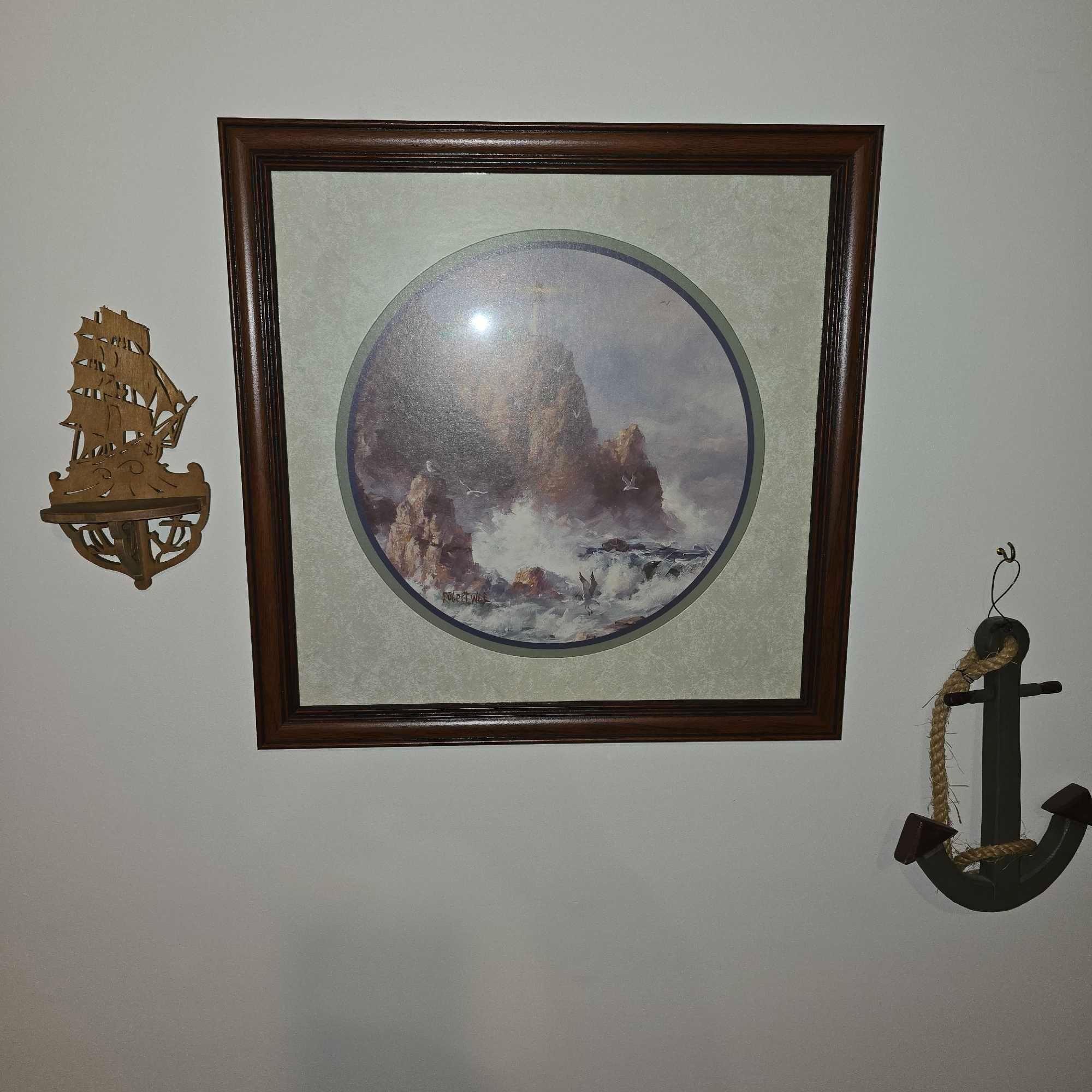 Nautical Wall Decor, magazine rack, dog fig, small bench, cushioned stool, globe, Indian figurine