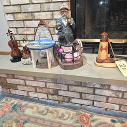 Nautical Figurines and decor fireplace landing