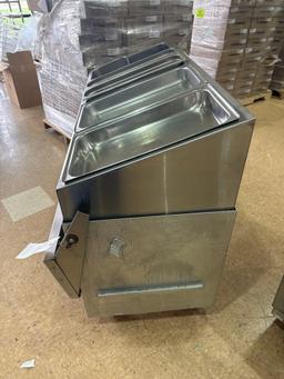 stainless steel salad bar or serving cart with stainless food boxes