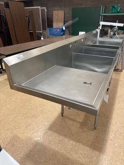stainless steel triple basin sink