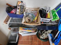 Contents of Closet - Cleaning Supplies, Shoe Rack, Hats, Light Bulbs, Electrical Supplies and More.