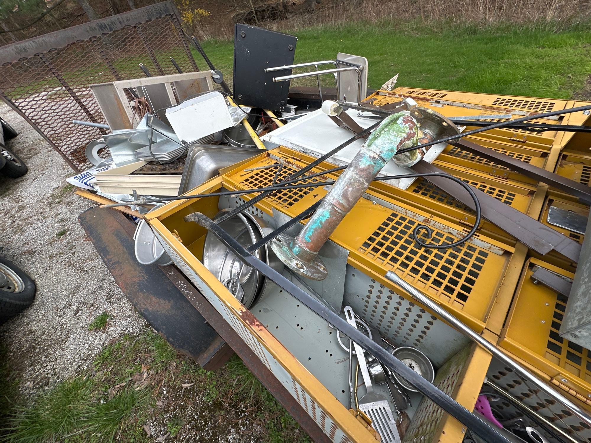 Scrap iron pile on trailer