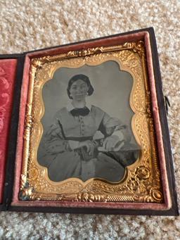 (2) Vintage Tin Type Pictures in Cases