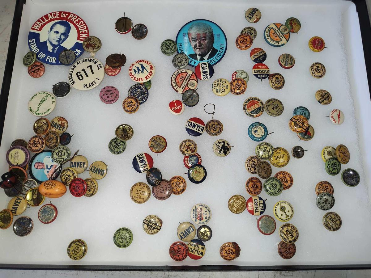 Collectible Pin Backs, Pins, Wallace, Humphrey, Roosevelt , Union