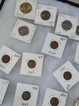 1927 Mercury Dime, Pennies, Quarters, Buffalo Nickels, Tokens