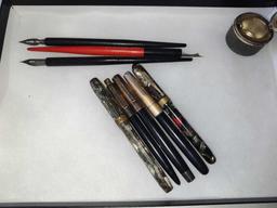 Fountain Pens, Compass, Ruler