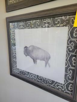 Pair of framed Buffalo themed prints